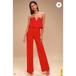 Power of Love Red Strapless Jumpsuit